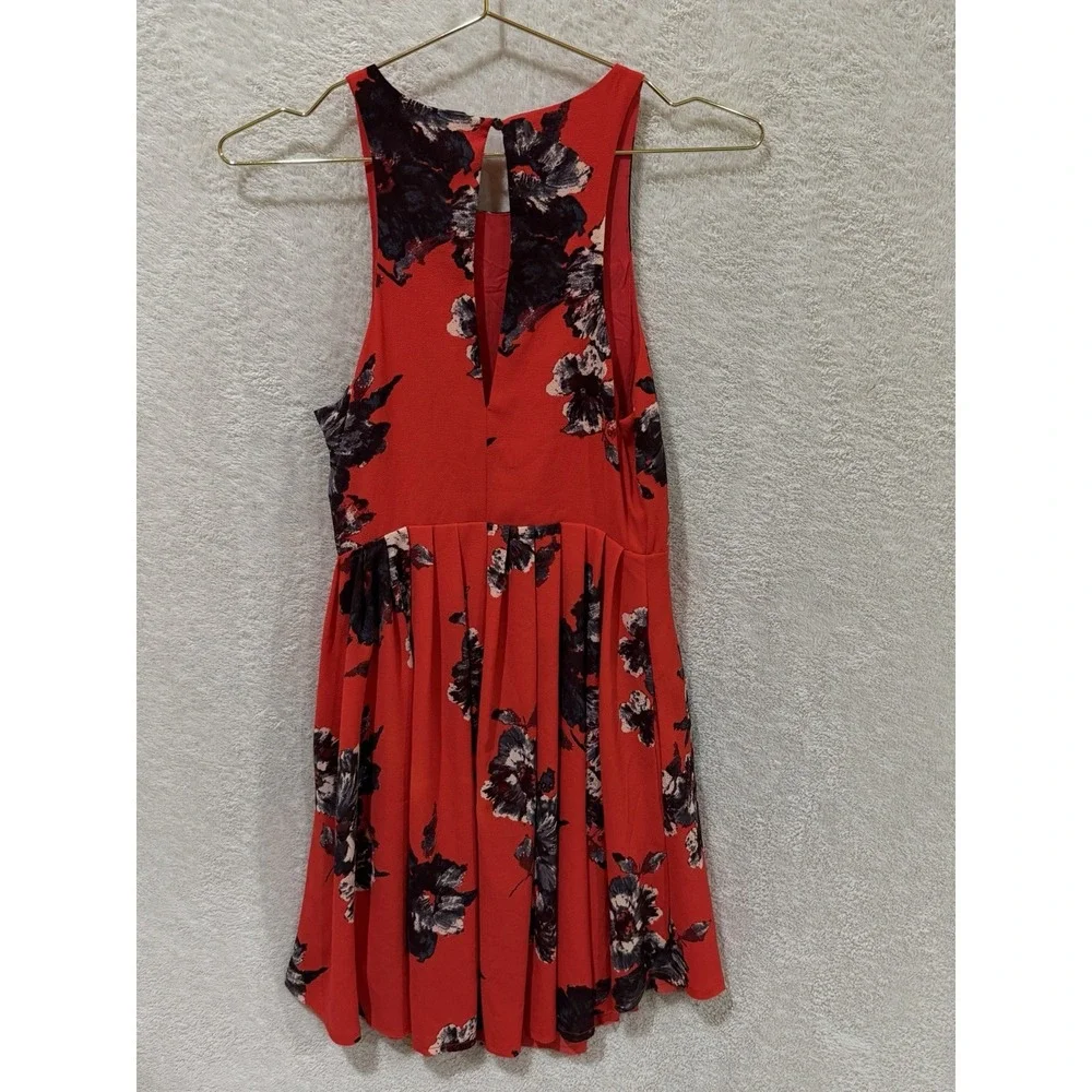 Free People Cloud Combo Floral Flutter By Dress Women Sz 0 Pleated OB420184 Red